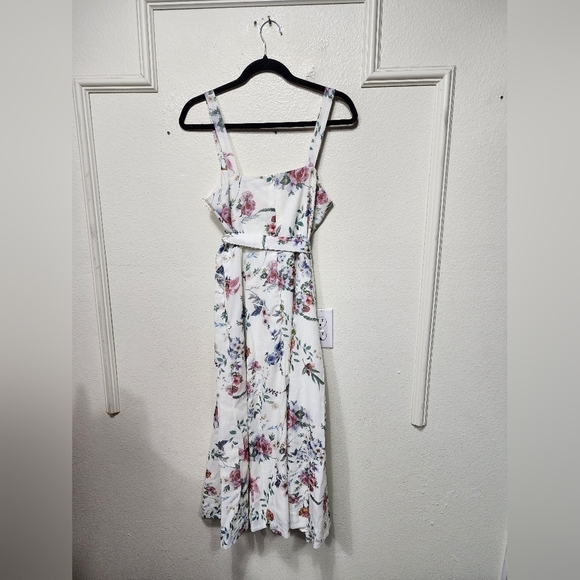 Lulus Sunny Posture Ivory Floral Sleeveless Midi Dress S Wedding Party Vacation - Picture 8 of 10